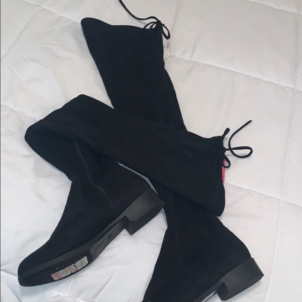 Over the knee suede boots